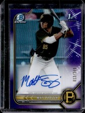 2022 Bowman Matt Fraizer Chrome Prospect Auto Purple Refractor #/250 Pirates