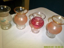 4 PEQUEÑOS JARRONES DE VIDRIO MISMOS ESTILOS DIFERENTES COLORES ESMERILADOS GLOBO LOOK CENTROS