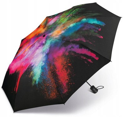 Mini Umbrella, Windproof, Open/Close, Color Splash Pattern, Women