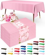 Plastic Table Cloth Disposable 10 Pack, 54 x 108 Inch Table Cloths, Easter