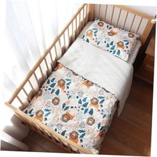 100 Cotton Crib Bedding Set for Baby Boys Girls,3 Pcs Baby Bed Linen Beige