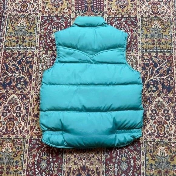 Винтажный 70-х 80-х REI курятник нейлона вниз заполненный панелью два кармана аква пуховик жилет S - Изображение 2 из 4