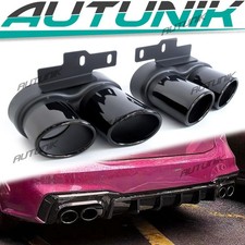 2x Gloss Black Rear Exhaust Trim Tips For Audi A6/A7 C8 S-Line Conversion S6 S7