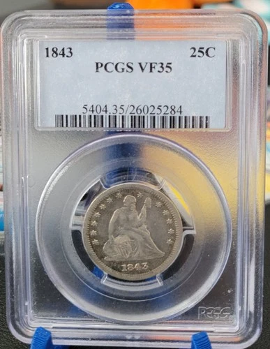 1843 Seated Liberty Quarter - PCGS VF35
