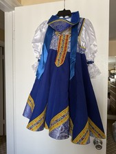 Russian Traditional Folk Costume Dress Blue White Kokoshnik Headpieces Size 9/10