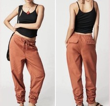 Free People Heavy Cotton Retro Slouchy Parachute Pants Sz Lg Orange