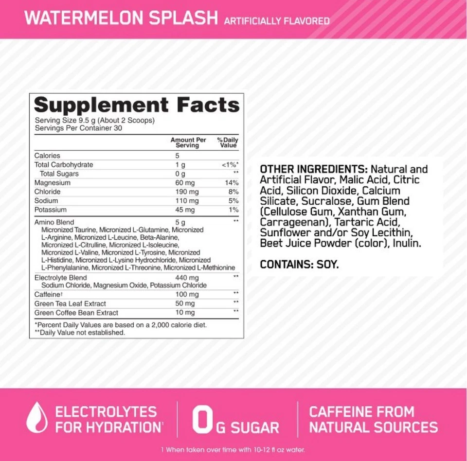 (Paquete de 2) NUTRICIÓN ÓPTIMA Essential AMINO Energy - Salpicaduras de sandía (9,5 OZ) Foto 3 de 4