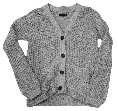 American Eagle Cardigan Sweater Women XXS Gray V-Neck Button Down Long Sleeve
