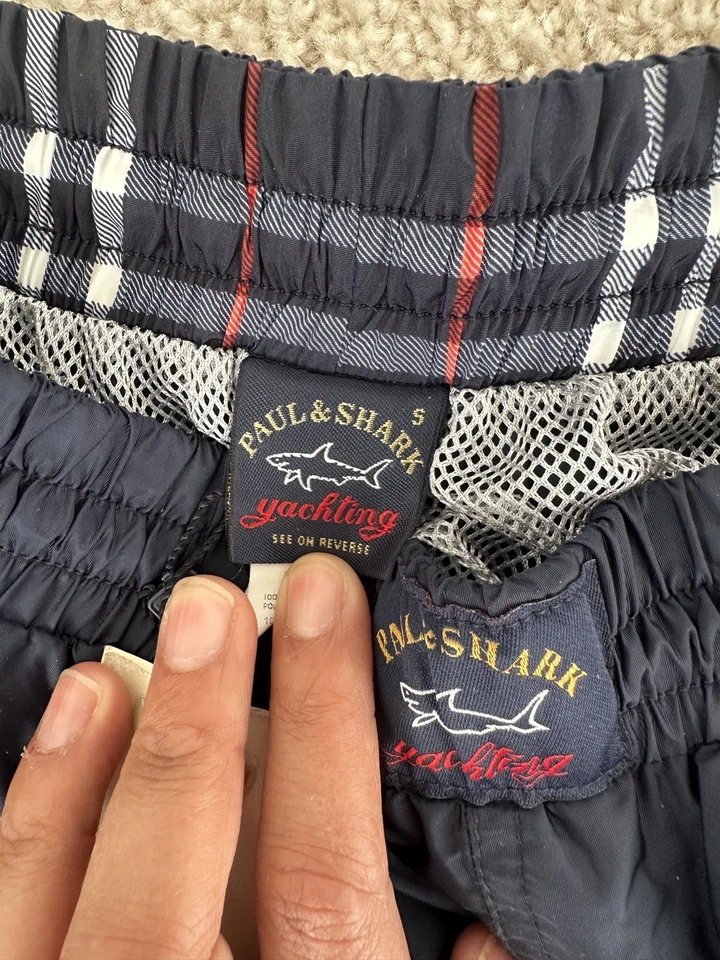 Pantalones Cortos de Natación Paul & Shark Yachting Vintage Lucha Azul Marino A Cuadros Talla S Foto 3 de 4