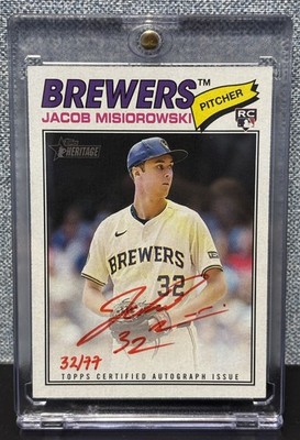 2026 Heritage Jacob Misiorowski RC Real One Red Auto 32/77 #ROA-JM Jersey #