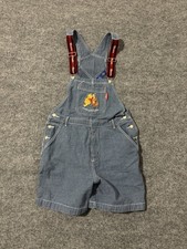 Vintage Winnie The Pooh Overalls Womens Medium Blue Denim Embroiderid 90s