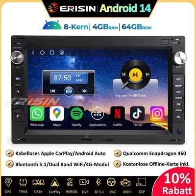 DAB+Android 14 Autoradio GPS 4G Für VW Golf 4 Passat T5 Multivan Lupo Seat Skoda - Bild 1 von 4