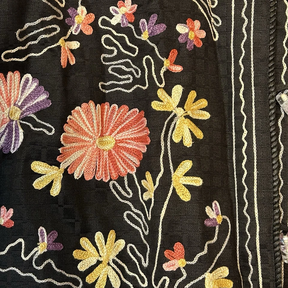 Chaqueta Blazer De Colección Alex Kim Mujer Pequeña Floral Bordada Abotonada Artística Boho Foto 4 de 4