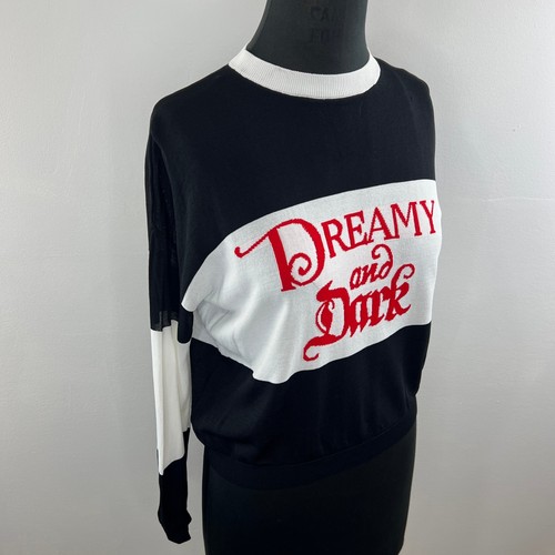 Disney Sleeping Beauty Black White Knit Dreamy & Dark Top Long Sleeve Crew RARE - Picture 3 of 6