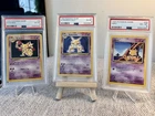 TRIO 1999 Pokemon Game Alakazam, Kadabra, Abra Base-Set 2 Holo PSA 6 EX-MT