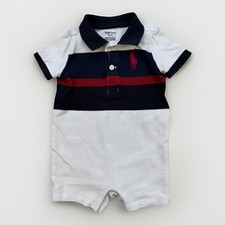 Ralph Lauren Baby Polo Romper 6M Red White Blue Big Pony Short Sleeve One Piece