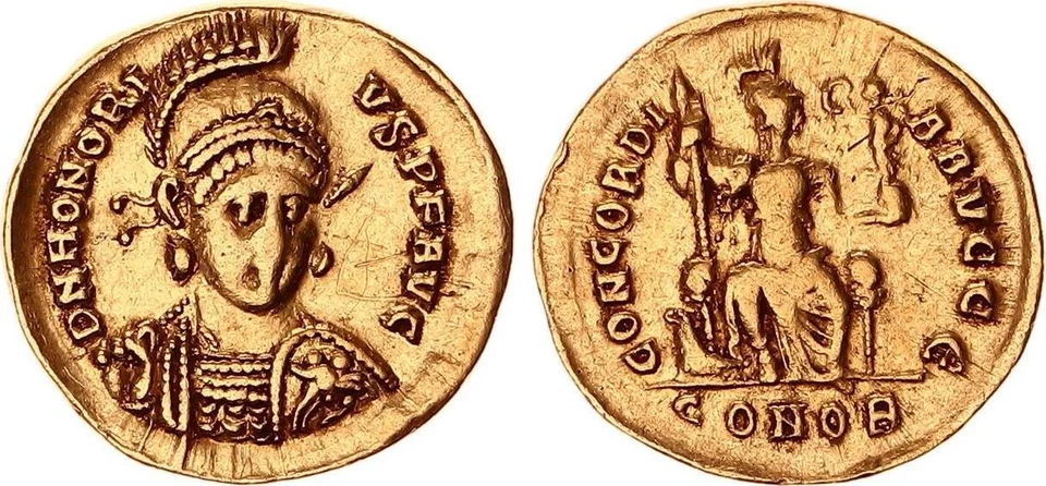 Romain Empire Solidus Or 393-423 Honorius 397-402 Ttb+ 138196 - Photo 1/1