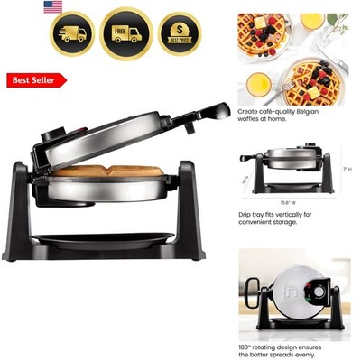 Rotating Belgian Waffle Maker, 180° Flip Iron w/ Non-Stick Plates, Adjustable...