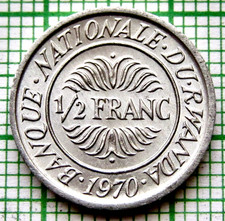 RWANDA 1970 1/2 FRANC, Small Aluminium one year type km# 9 we combine postage