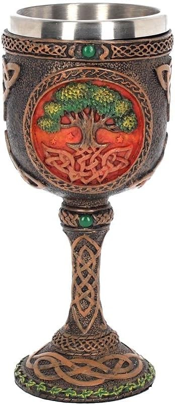 Nemesis Now Tree of Life Goblet 17.5cm Green, Resin w/Stainless Steel Insert