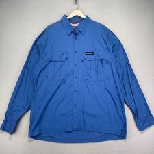 SIMMS Vented Fishing Shirt Mens XL Blu Long Sleeve Button Up Quick Dry Sun Shade
