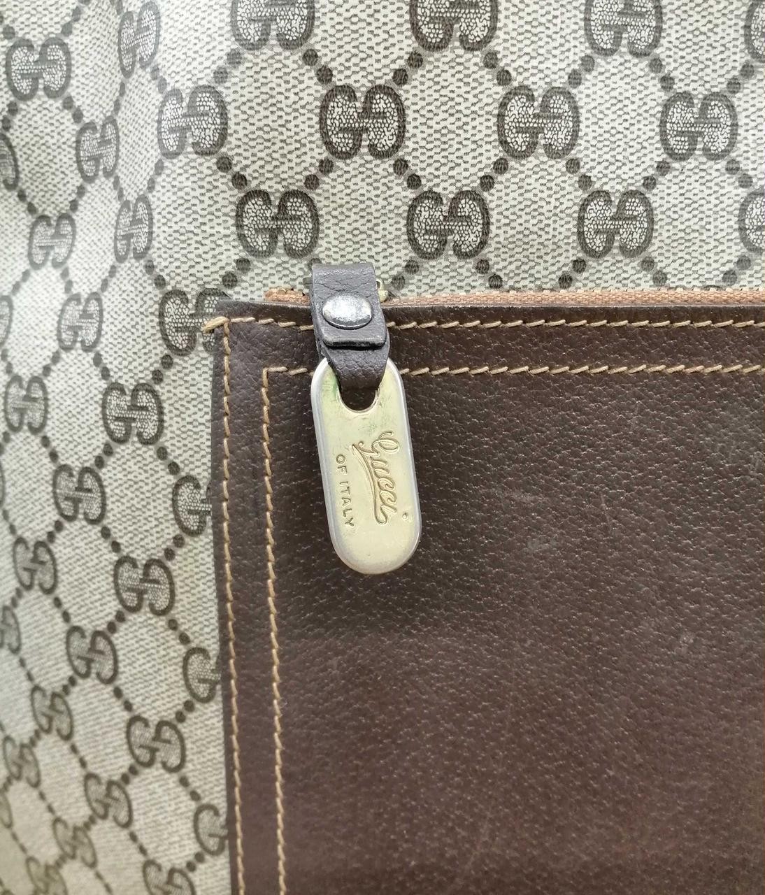 Old Gucci Gg Pattern Pvc Processing Sherry Line T… - image 3