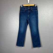 NYDJ Women's 8 Petite Marilyn Straight Medium Blue Stretch Jeans