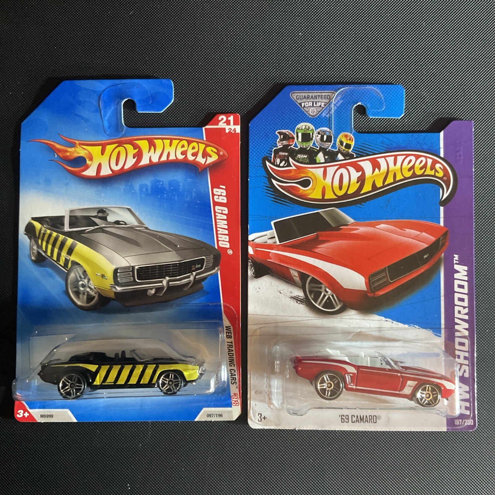 2008 Mattel Hot Wheels '69 Camaro Web Trading Cars/ 2013 HW ‘69 Camero Red