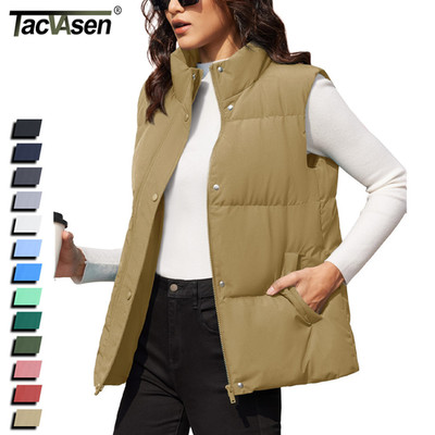 Womens Puffer Down Vest Oversize ZipUp Outerwear Lightweight Winter Gilet Jacket