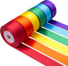 Rainbow Satin Ribbon 1 Inch Wide Colorful Ribbon Bulk Ribbon Rolls Assorted Soli