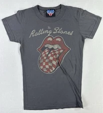 Vintage Junk Food Rolling Stones Tongue Logo Shirt Gray USA Made XS Rock Tee