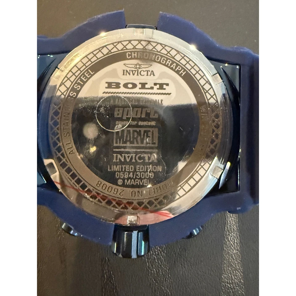 Reloj Hombre Invicta Bolt Marvel Limited Spiderman Cronógrafo Azul Rojo 80097 Foto 3 de 4