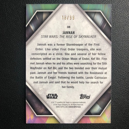 2024 Topps Star Wars Masterwork #38 Jannah Green /99 - Picture 2 of 3