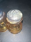 Vintage Fostoria Coin Amber Glass Salt Pepper Shakers 3 1/2 Inches Tall — photo 4