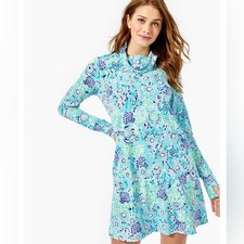 Lilly Pulitzer L32807 UPF 50 Blue Chilly Lilly Lilshield Dress Size XXL