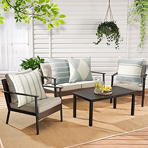 Outdoor Waterproof Throw Pillow Covers Set of 4 Geometry Decorative Throw - Picture 2 of 7
