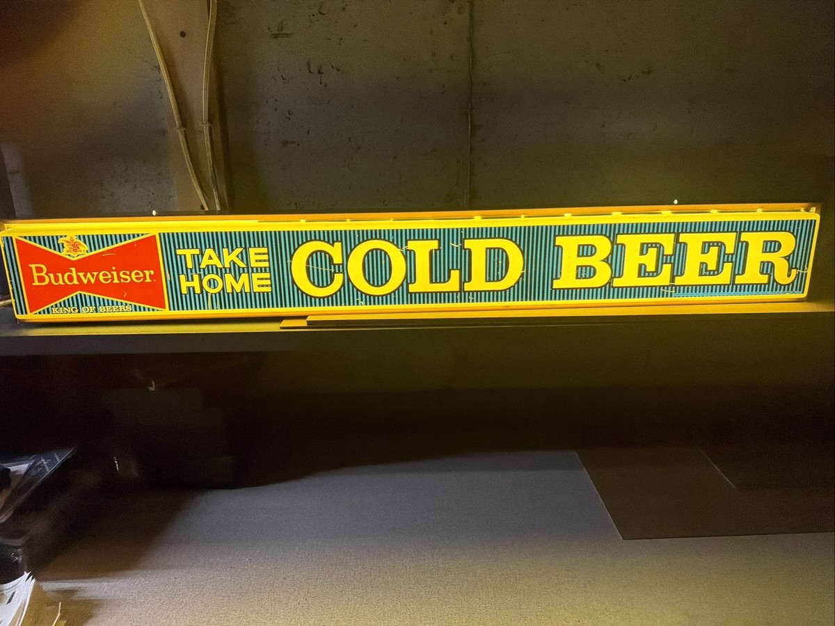 VINTAGE 1968 BUDWEISER BEER LIGHTED “TAKE HOME COLD BEER” SIGN 48