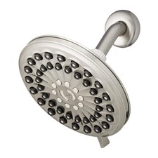 Waterpik 6-Spray 7 in Drencher Wall Mount Adjustable Shower Head Brushed Nickel