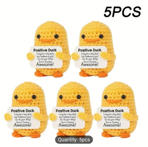 Inspirierende gehäkelte positive Ente - 5er Pack Handarbeit emotionale Jubelunterstützung... - Bild 1 von 7