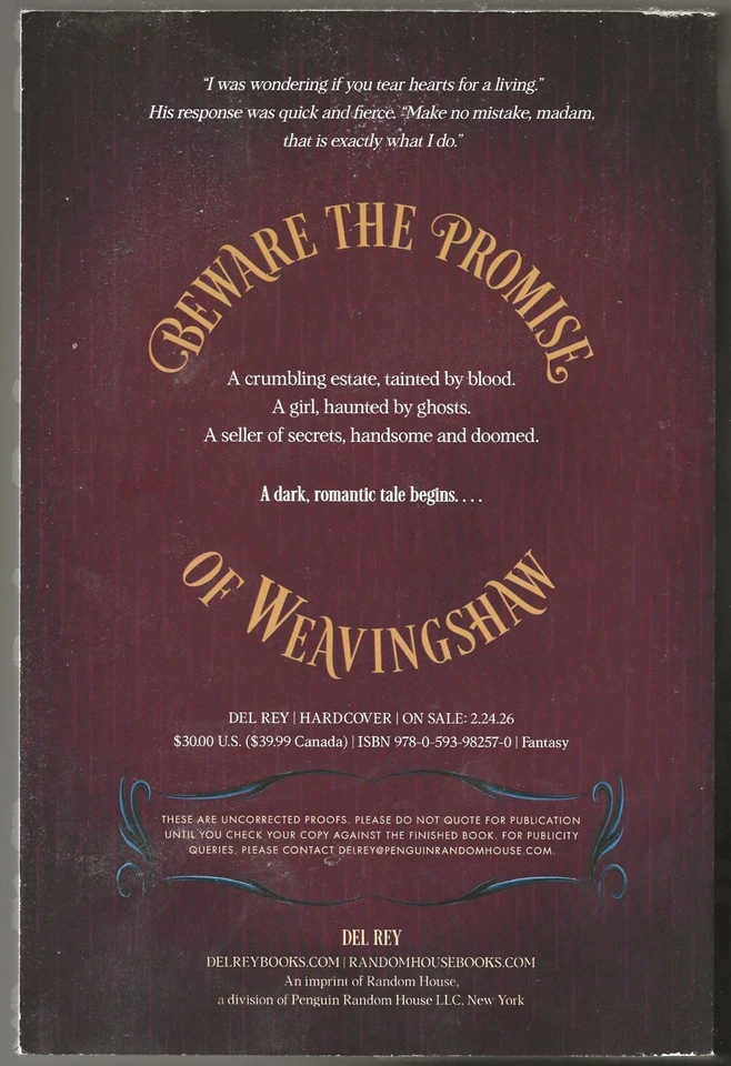 Weavingshaw by Heba Al-Wasity, Advance Reader's Edition, PB, New, 1st Ed, +Promo - Image 2 of 4