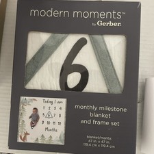 Modern Moments by Gerber Monthly Milestone Baby Blanket  Frame Set 47x47 in 