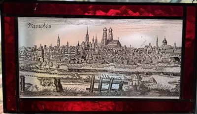 München Stadtansicht Durchscheinbild Glasbild Fensterbild Monachium