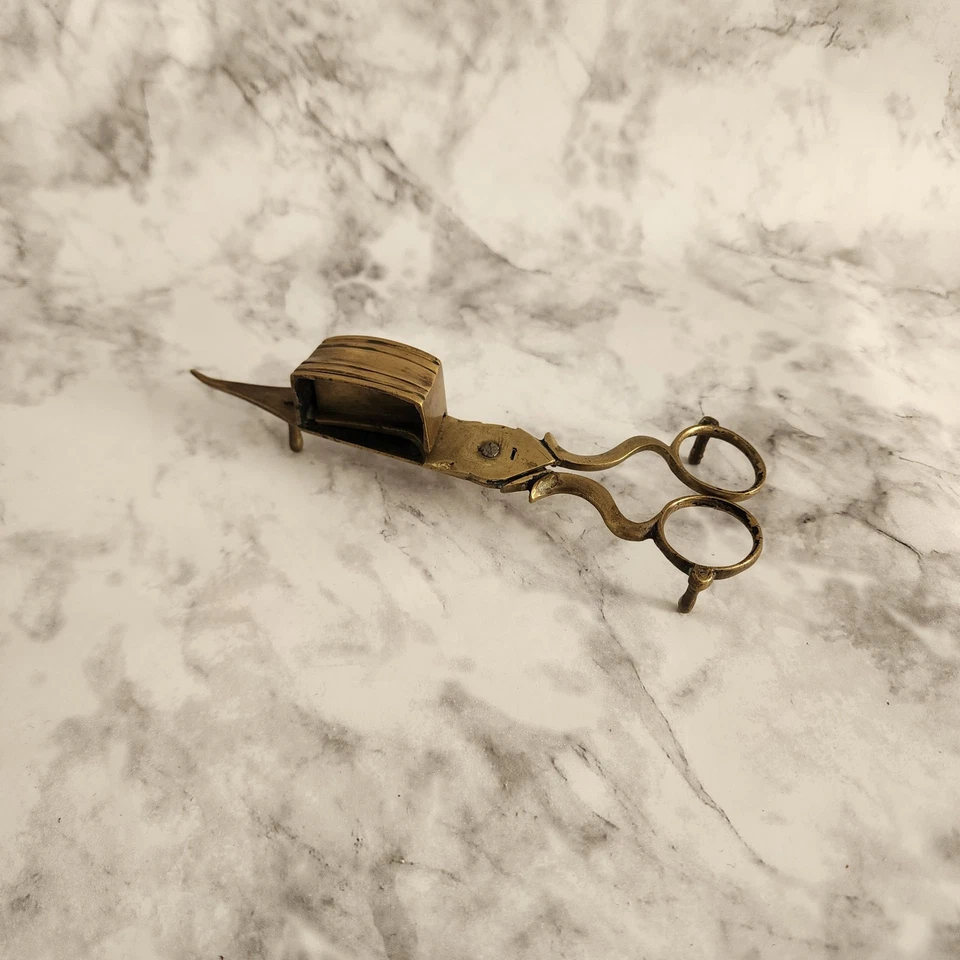 Vintage Scissor Candle Snuffer Wick Cutter-Brass with 3 Leg Stand - Image 2 of 4