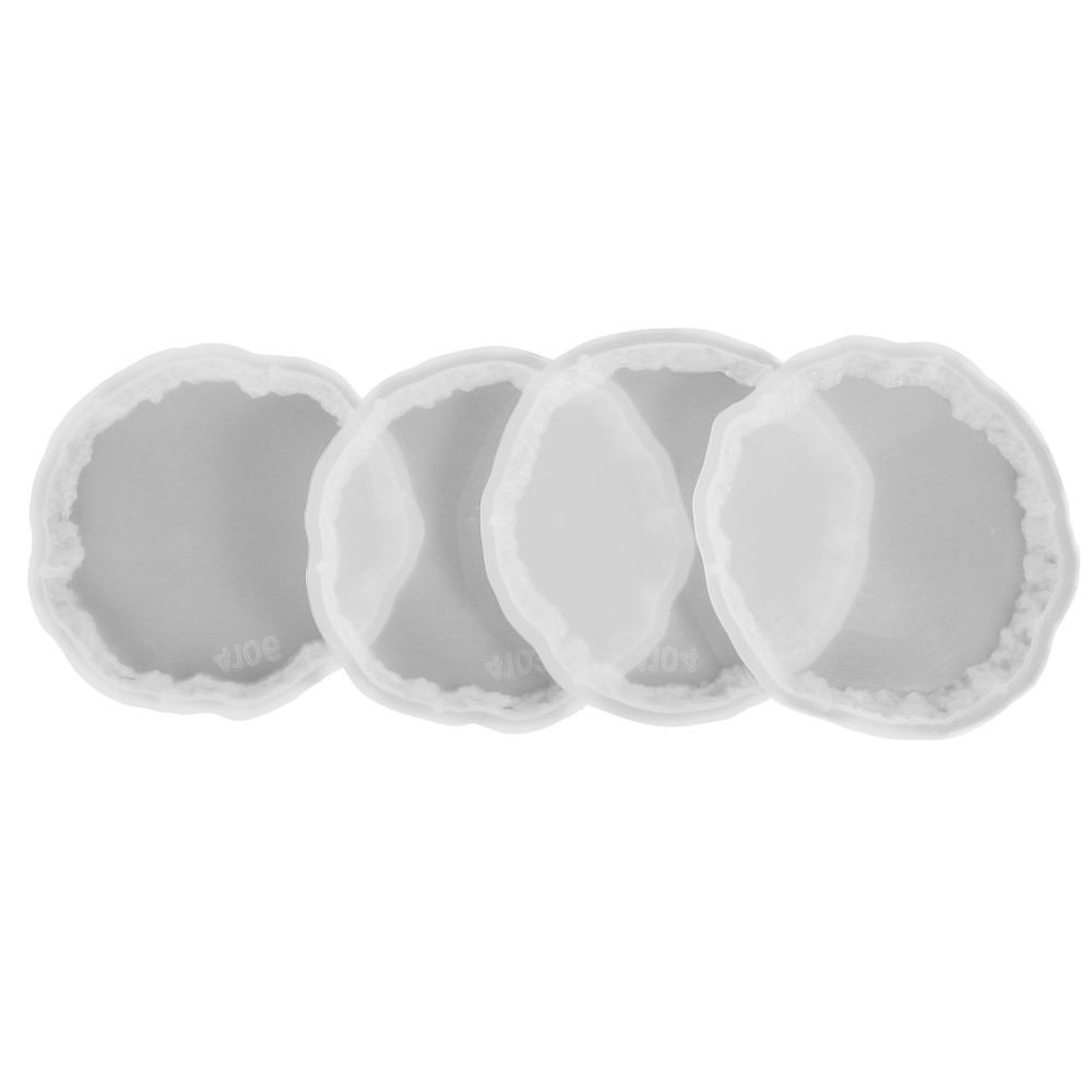 4-Piece Silicone Coaster Mold Set for DIY Epoxy Resin Tea Cup Mats