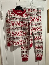 Hanna Andersson Dear Deer Long John Pajama Set Organic Cotton Kids Christmas  8