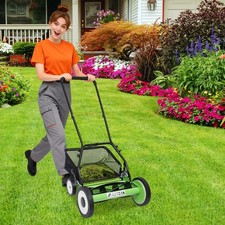 Manual Grass Cutter Hand Push Lawn Mower Lawnmower 16in Cutting Width