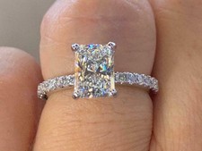 2 Ct Emerald Lab Created Diamond Solitaire Engagement Ring 14K White Gold Plated