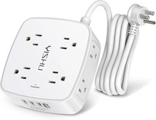 6 Ft Surge Protector Power Strip - 8 Widely Outlets with 4 USB Ports, 3 Side Out