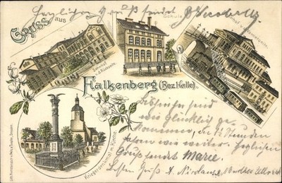 Vorläufer Litho Falkenberg an der Elster, Bahnhof, Schule,... - 10782205