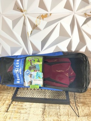 Aqua Lung Sport Travel Series Snorkeling Fins Set w/ Mesh Travel Bag Red/Black